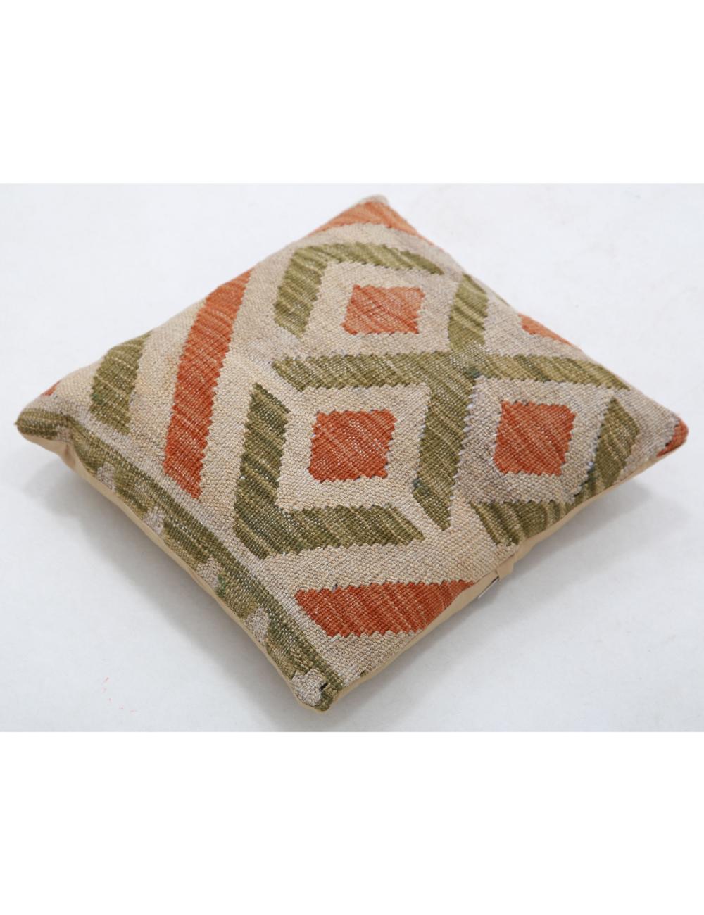 Hand Woven Tribal Multi Color Geometric Wool Pillow - 1'5'' x 1'5'' Arteverk Arteverk Rugs