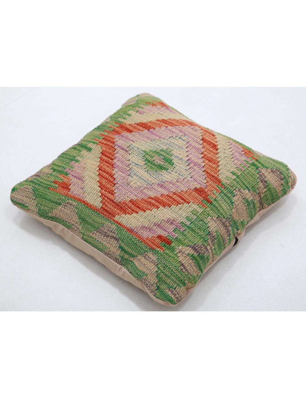 Hand Woven Tribal Multi Color Geometric Wool Pillow - 1'5'' x 1'5'' Arteverk Arteverk Rugs