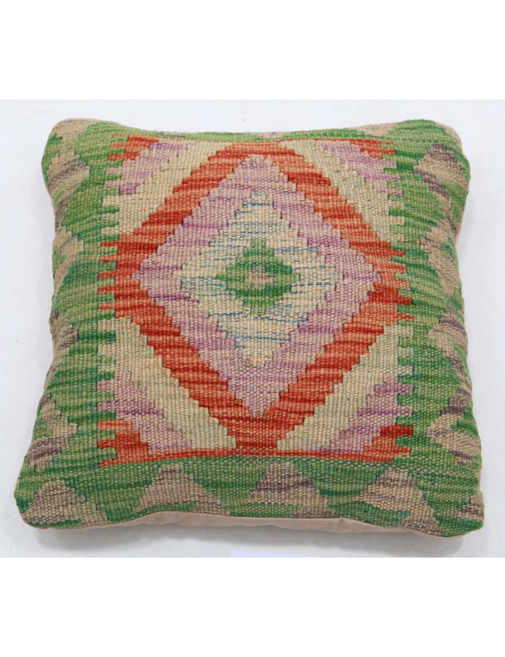 Hand Woven Tribal Multi Color Geometric Wool Pillow - 1&#39;5&#39;&#39; x 1&#39;5&#39;&#39; Arteverk Arteverk Rugs