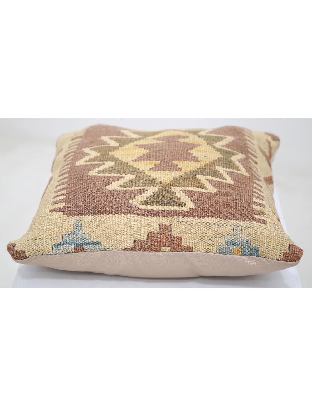 Hand Woven Tribal Multi Color Geometric Wool Pillow - 1'5'' x 1'5'' Arteverk Arteverk Rugs