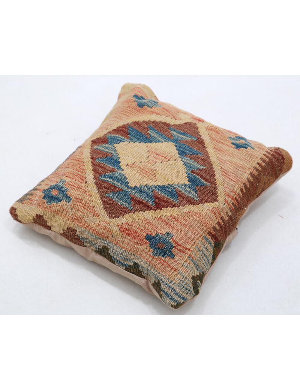 Hand Woven Tribal Multi Color Geometric Wool Pillow - 1'5'' x 1'5'' Arteverk Arteverk Rugs