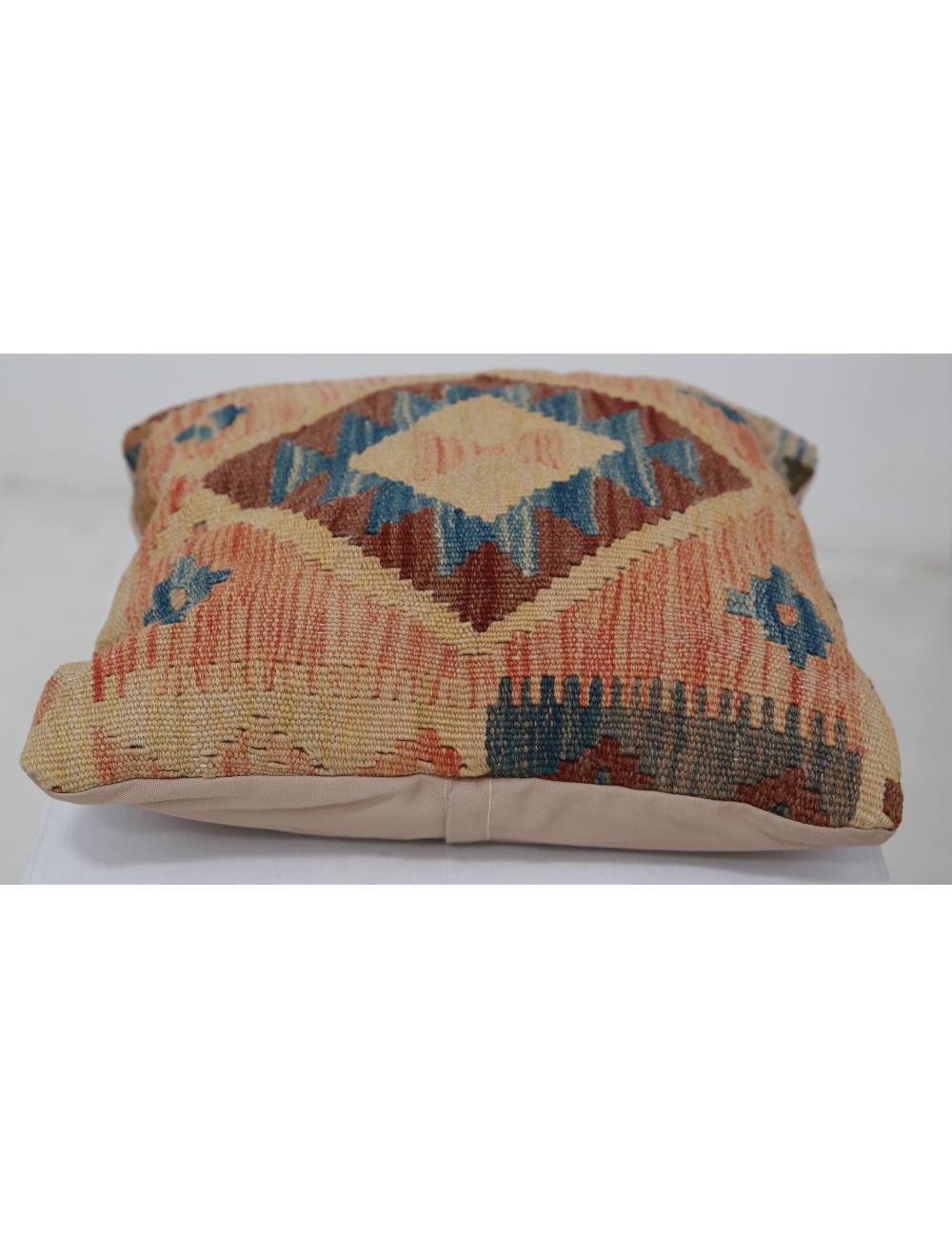 Hand Woven Tribal Multi Color Geometric Wool Pillow - 1'5'' x 1'5'' Arteverk Arteverk Rugs