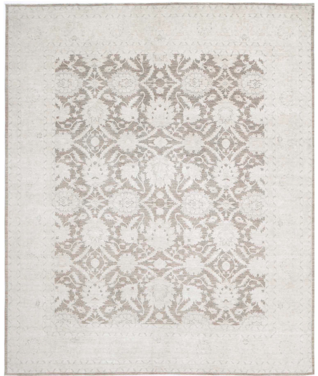 Hand Knotted Serenity Wool Rug - 12'0'' x 14'6'' 12'0'' x 14'6'' (360 X 435) / Brown / Ivory