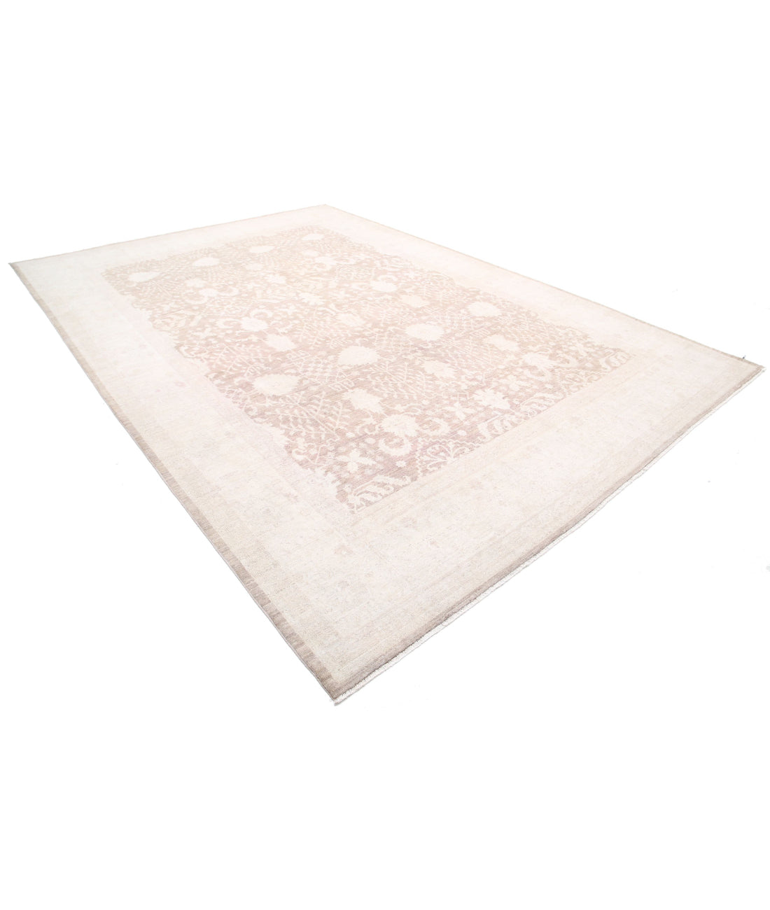 Hand Knotted Serenity Wool Rug - 9'6'' x 13'8'' 9'6'' x 13'8'' (285 X 410) / Brown / Ivory