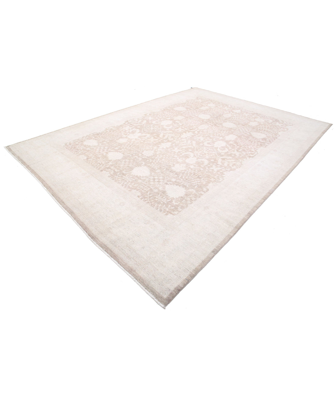 Hand Knotted Serenity Wool Rug - 9'6'' x 13'8'' 9'6'' x 13'8'' (285 X 410) / Brown / Ivory