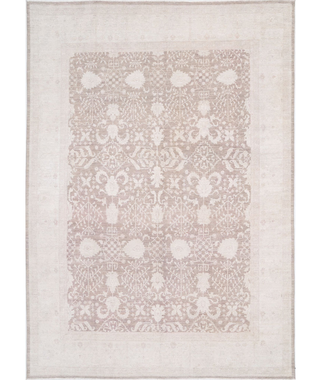 Hand Knotted Serenity Wool Rug - 9&#39;6&#39;&#39; x 13&#39;8&#39;&#39; 9&#39;6&#39;&#39; x 13&#39;8&#39;&#39; (285 X 410) / Brown / Ivory