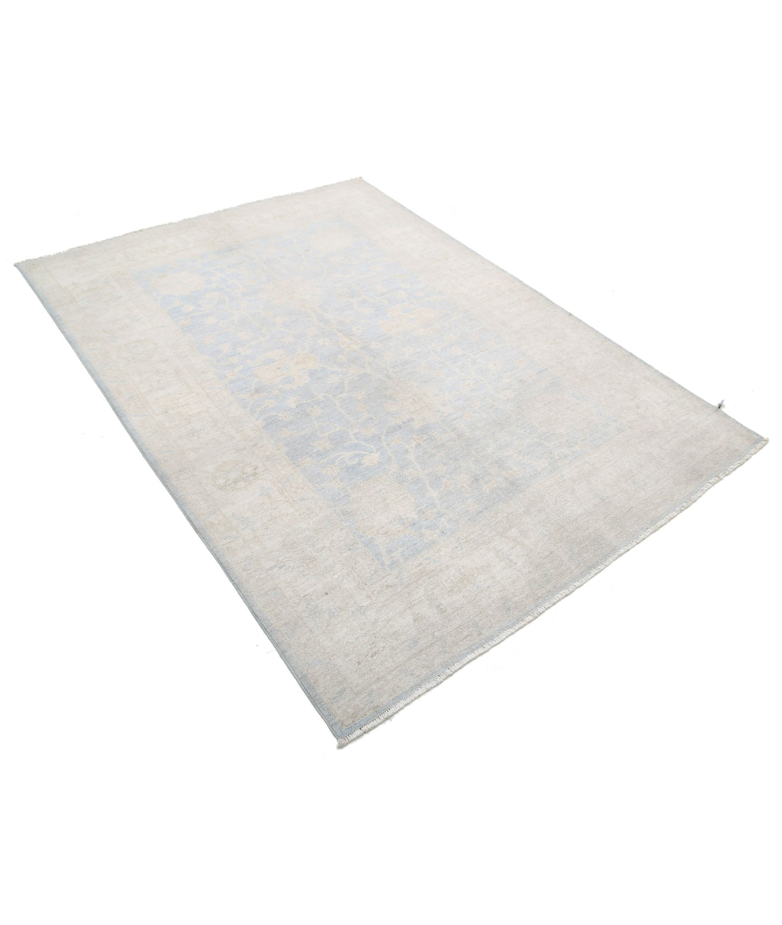 Hand Knotted Serenity Wool Rug - 4'10'' x 6'8'' 4'10'' x 6'8'' (145 X 200) / Blue / Ivory