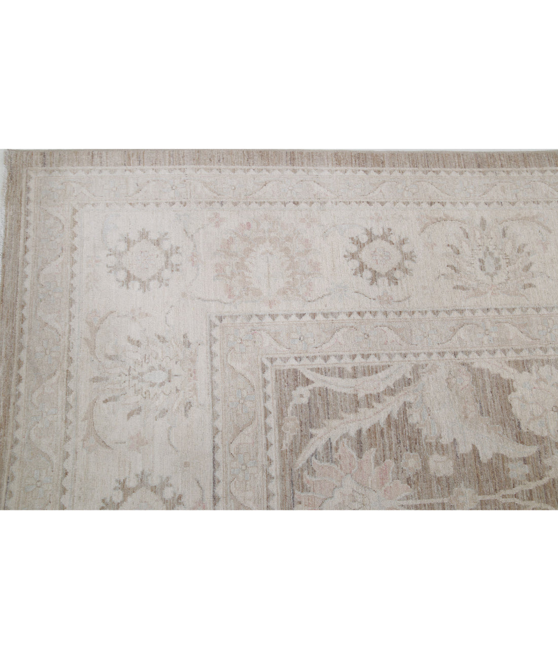 Hand Knotted Serenity Wool Rug - 11'9'' x 14'9'' 11'9'' x 14'9'' (353 X 443) / Brown / Ivory