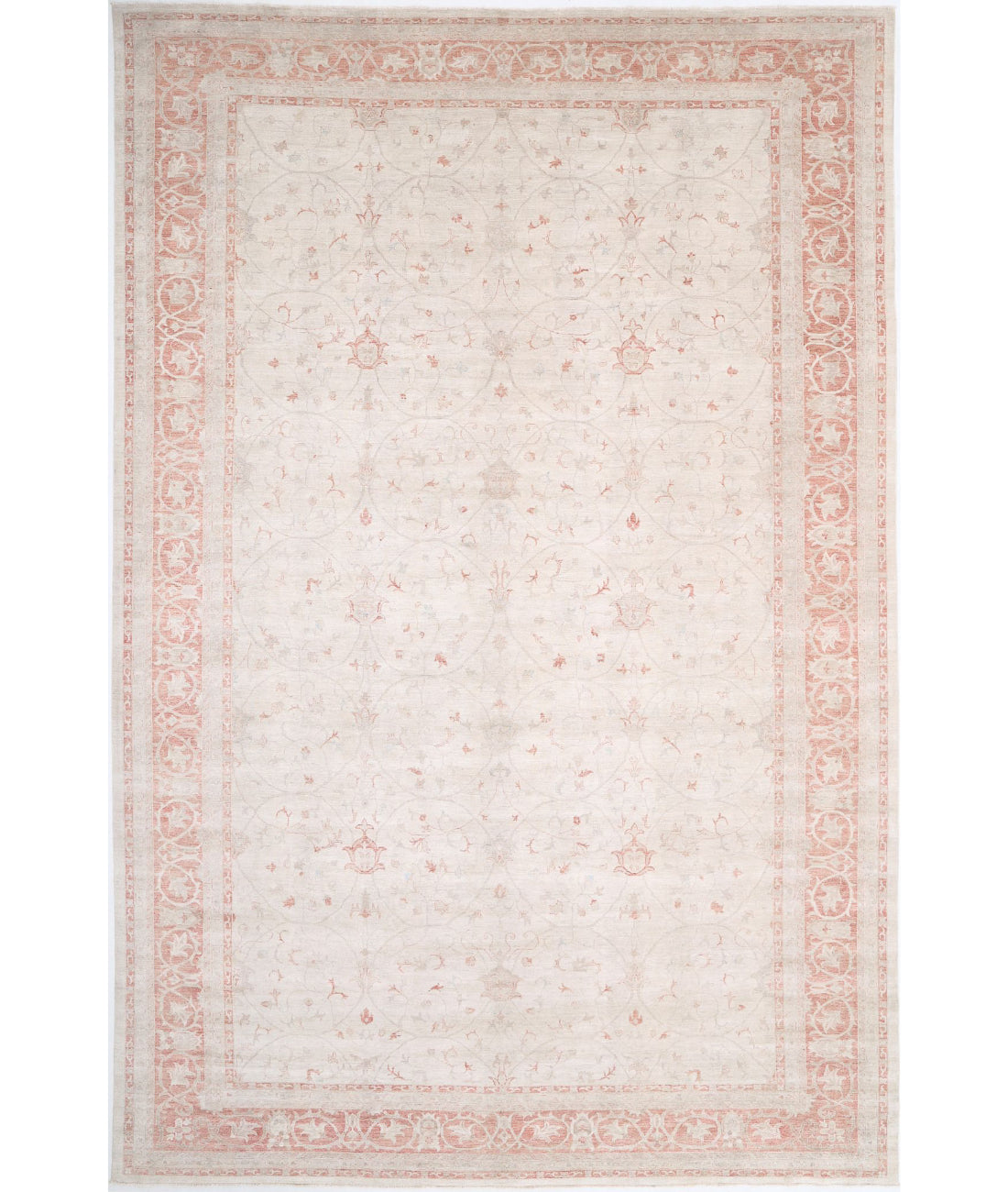 Hand Knotted Serenity Wool Rug - 13&#39;2&#39;&#39; x 19&#39;7&#39;&#39; 13&#39;2&#39;&#39; x 19&#39;7&#39;&#39; (395 X 588) / Ivory / Rust