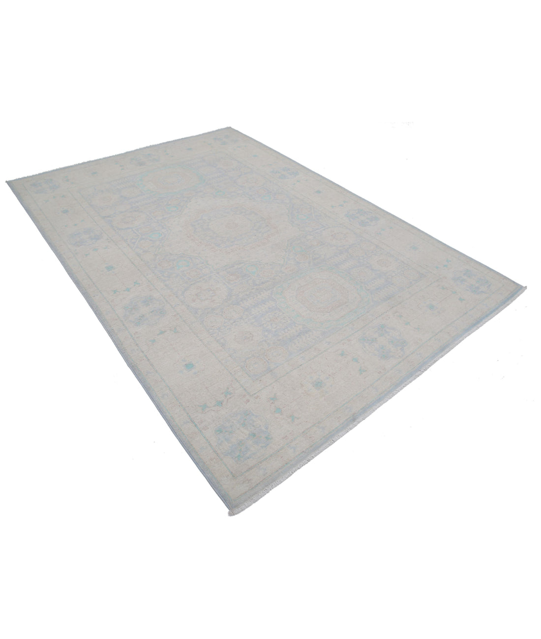 Hand Knotted Serenity Wool Rug - 6'0'' x 8'6'' 6'0'' x 8'6'' (180 X 255) / Blue / Ivory