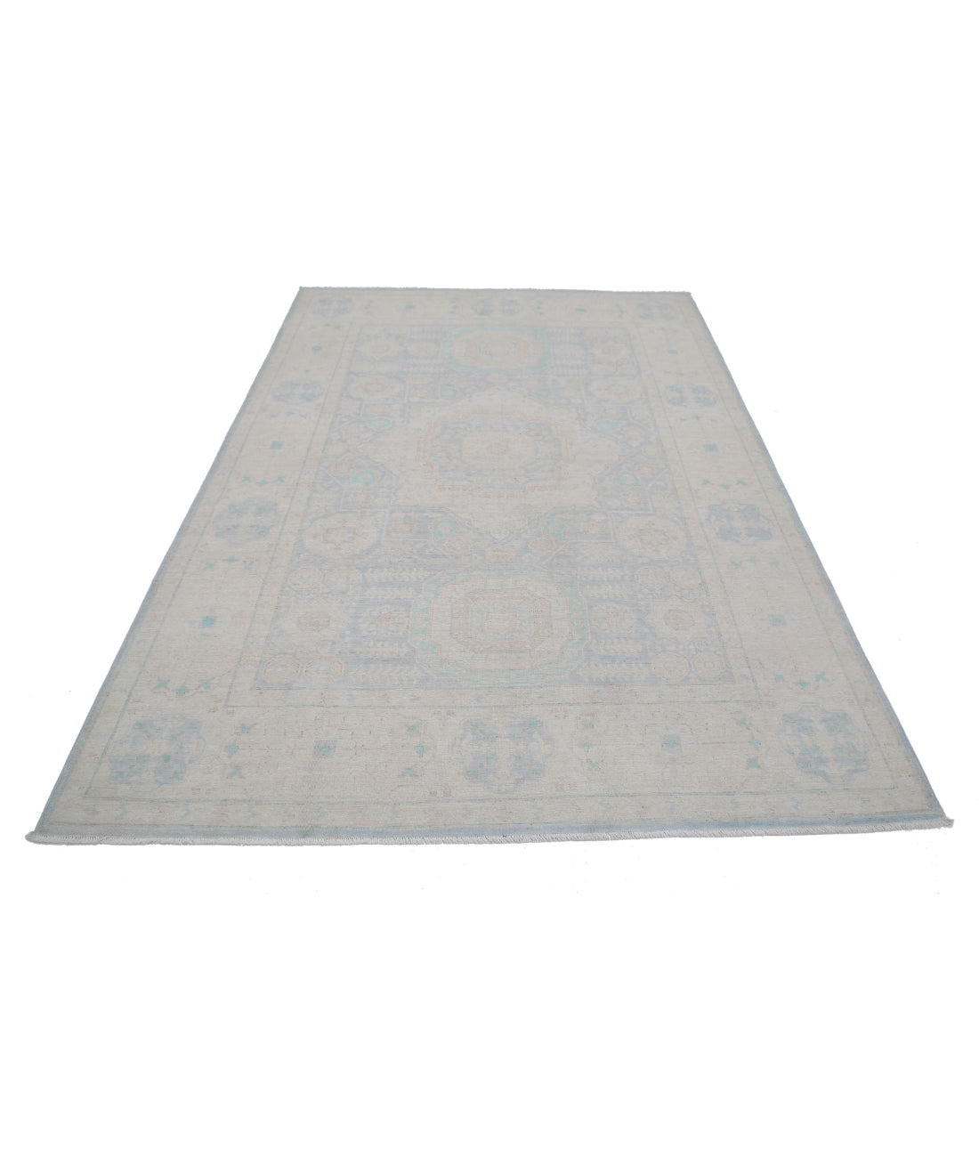 Hand Knotted Serenity Wool Rug - 6'0'' x 8'6'' 6'0'' x 8'6'' (180 X 255) / Blue / Ivory