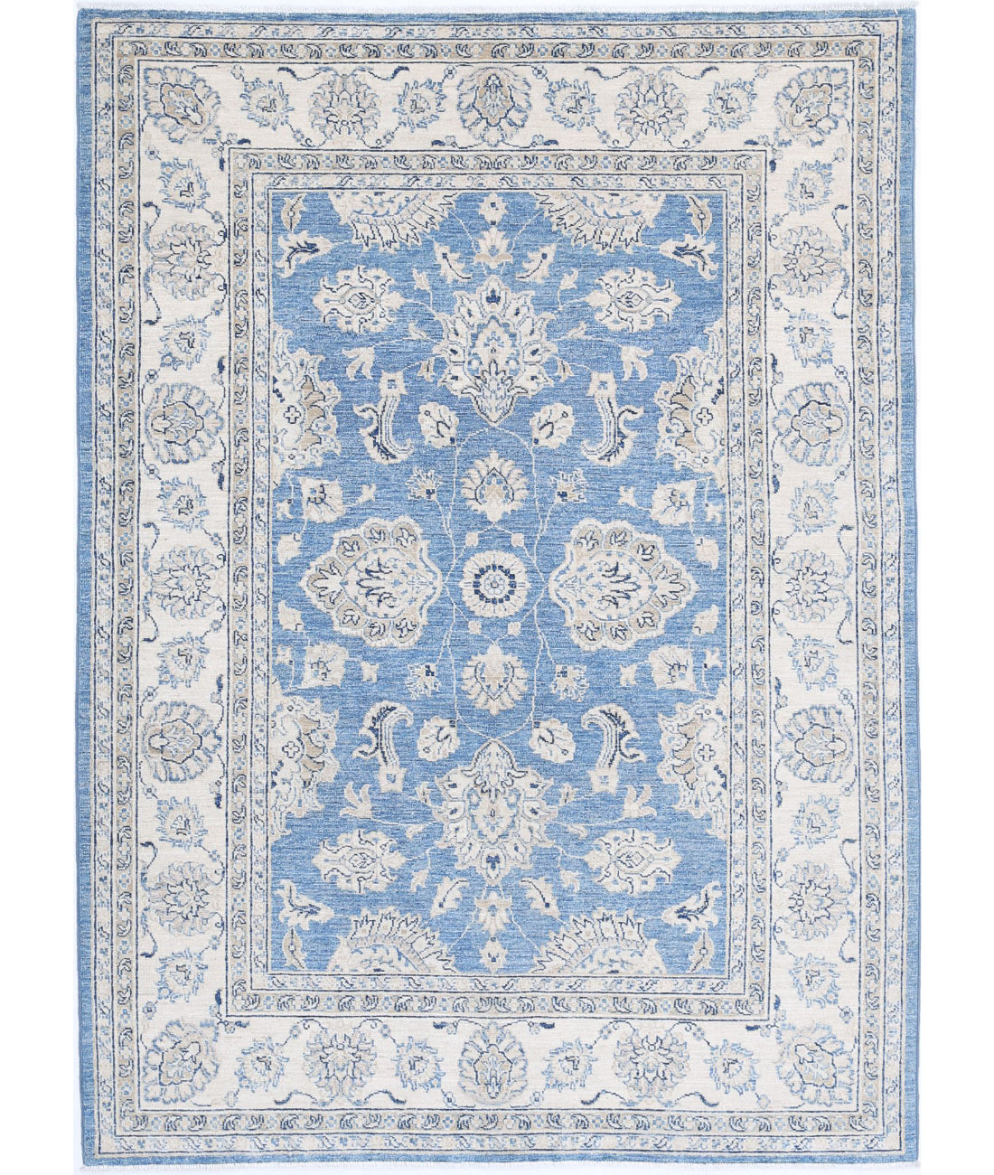 Hand Knotted Serenity Wool Rug - 4'9'' x 6'9'' 4'9'' x 6'9'' (143 X 203) / Blue / Ivory
