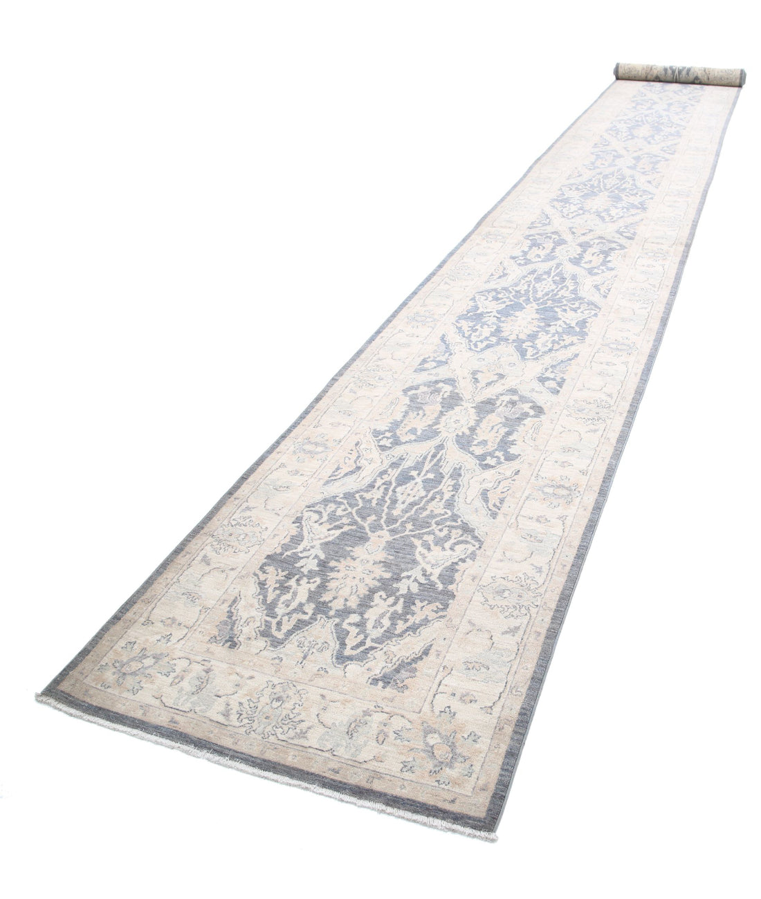 Hand Knotted Serenity Wool Rug - 3'3'' x 25'10'' 3'3'' x 25'10'' (98 X 775) / Grey / Ivory
