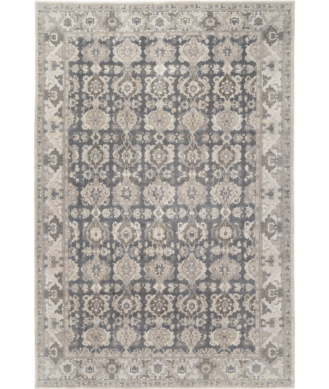 Hand Knotted Serenity Wool Rug - 11'9'' x 17'6'' 11'9'' x 17'6'' (353 X 525) / Grey / Ivory