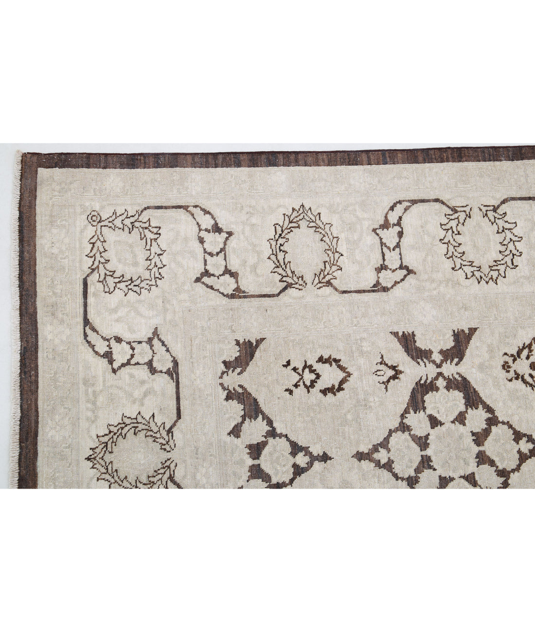 Hand Knotted Fine Serenity Wool Rug - 8'11'' x 11'8'' 8'11'' x 11'8'' (268 X 350) / Brown / Ivory