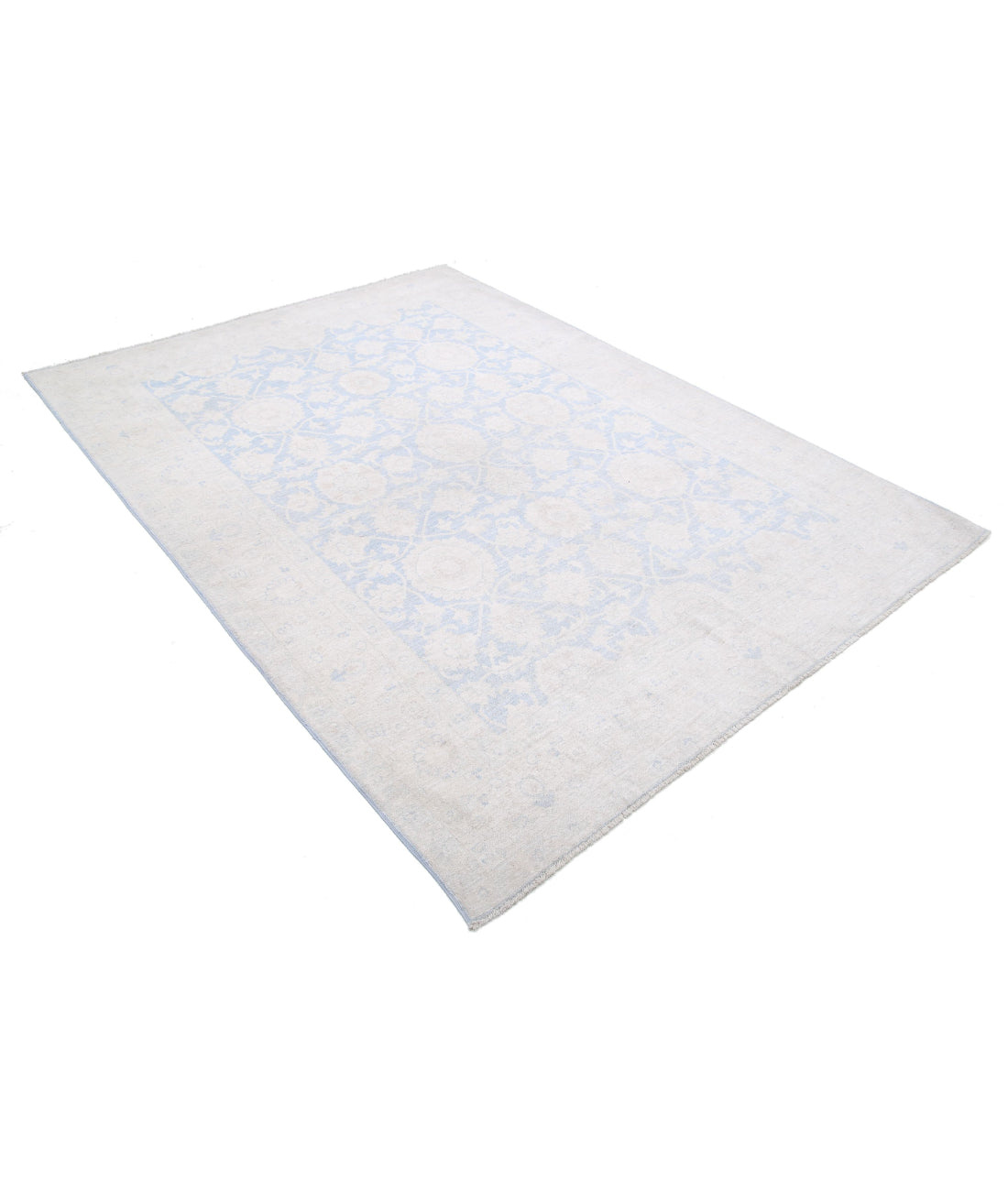 Hand Knotted Fine Serenity Wool Rug - 6'0'' x 8'7'' 6'0'' x 8'7'' (180 X 258) / Blue / Ivory