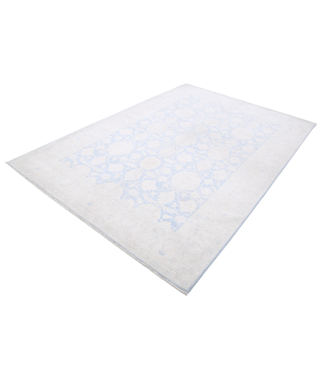 Hand Knotted Fine Serenity Wool Rug - 6'0'' x 8'7'' 6'0'' x 8'7'' (180 X 258) / Blue / Ivory