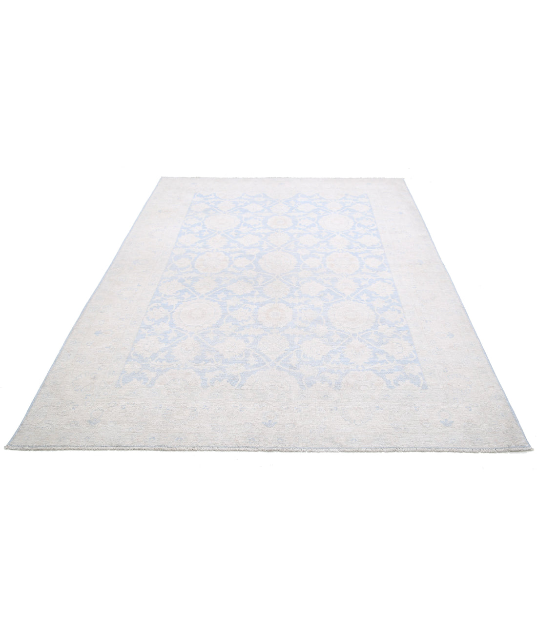 Hand Knotted Fine Serenity Wool Rug - 6'0'' x 8'7'' 6'0'' x 8'7'' (180 X 258) / Blue / Ivory