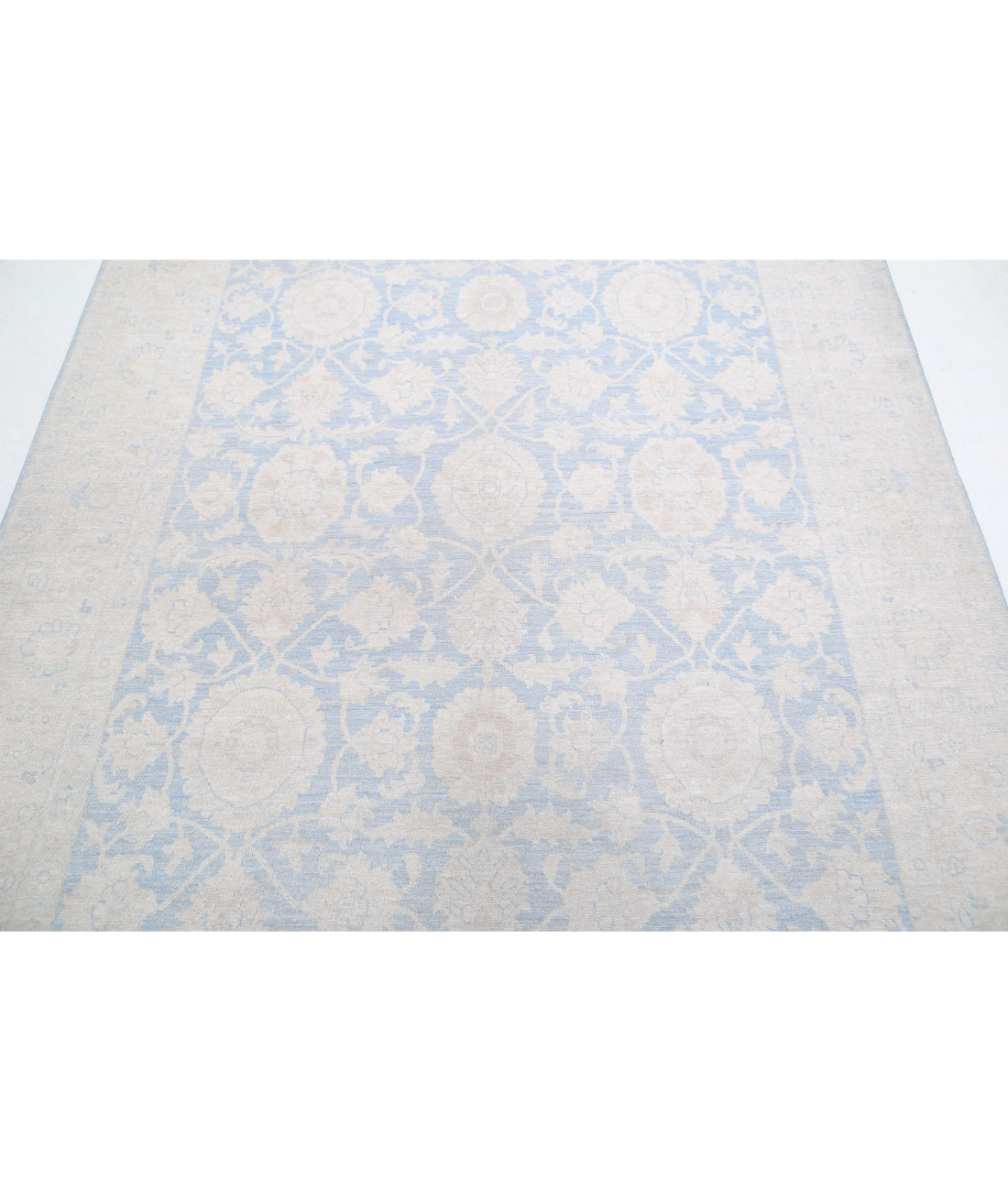 Hand Knotted Fine Serenity Wool Rug - 6'0'' x 8'7'' 6'0'' x 8'7'' (180 X 258) / Blue / Ivory