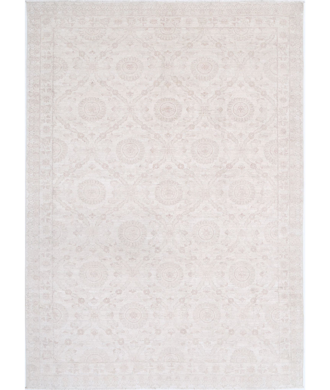 Hand Knotted Fine Serenity Wool Rug - 6'7'' x 9'4'' 6'7'' x 9'4'' (198 X 280) / Ivory / Grey