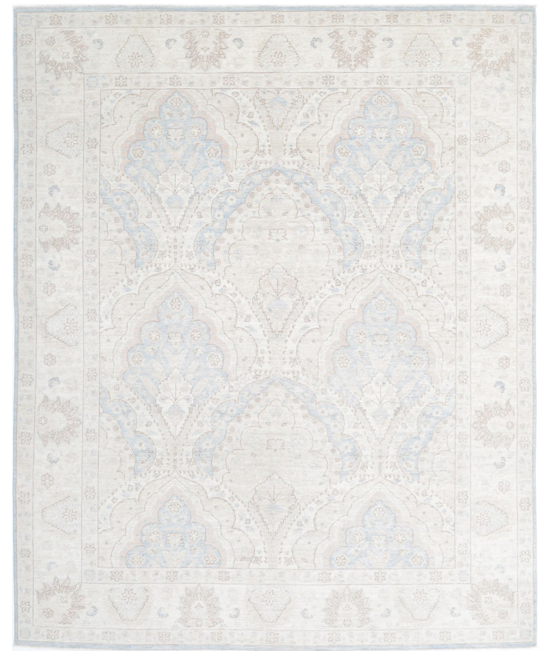 Hand Knotted Fine Serenity Wool Rug - 8'0'' x 9'9'' 8'0'' x 9'9'' (240 X 293) / Blue / Ivory