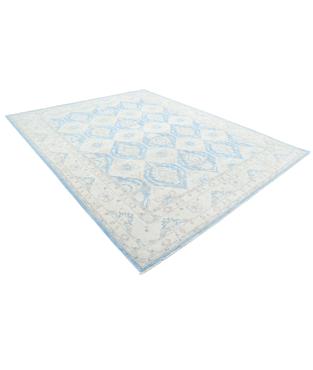 Hand Knotted Fine Serenity Wool Rug - 9'2'' x 11'4'' 9'2'' x 11'4'' (275 X 340) / Blue / Ivory