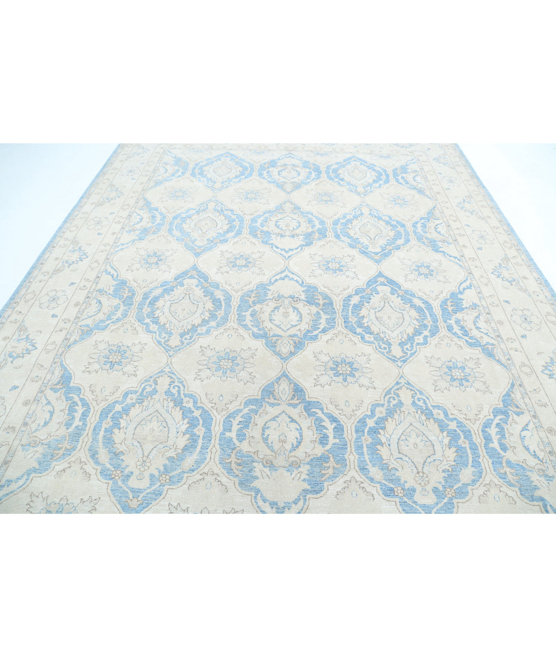 Hand Knotted Fine Serenity Wool Rug - 9'2'' x 11'4'' 9'2'' x 11'4'' (275 X 340) / Blue / Ivory