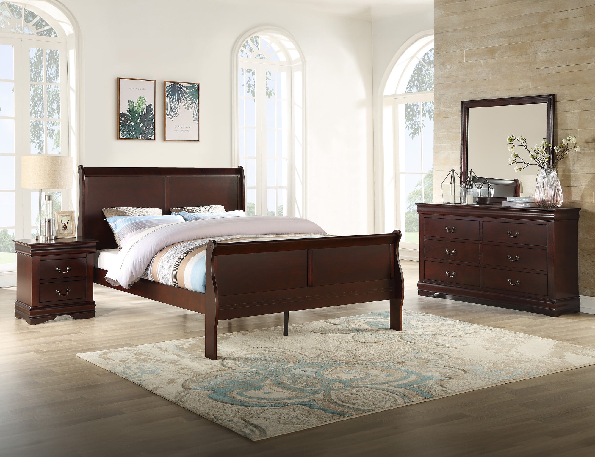 7PC PIERRE QUEEN BED SET - CHERRY