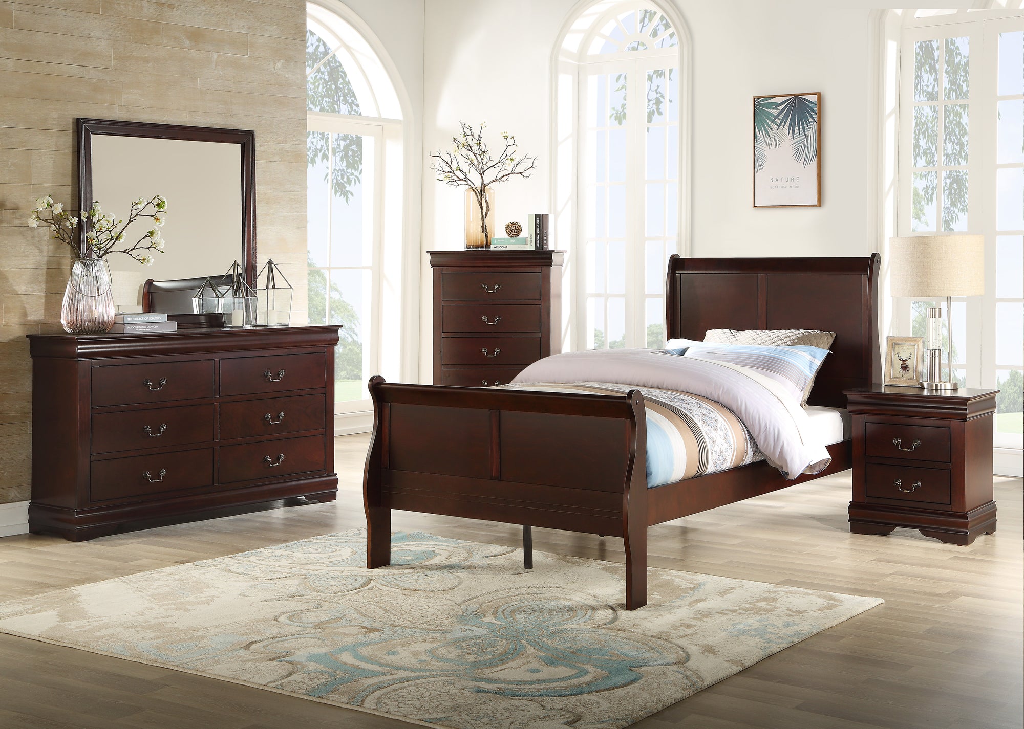 7PC PIERRE QUEEN BED SET - CHERRY