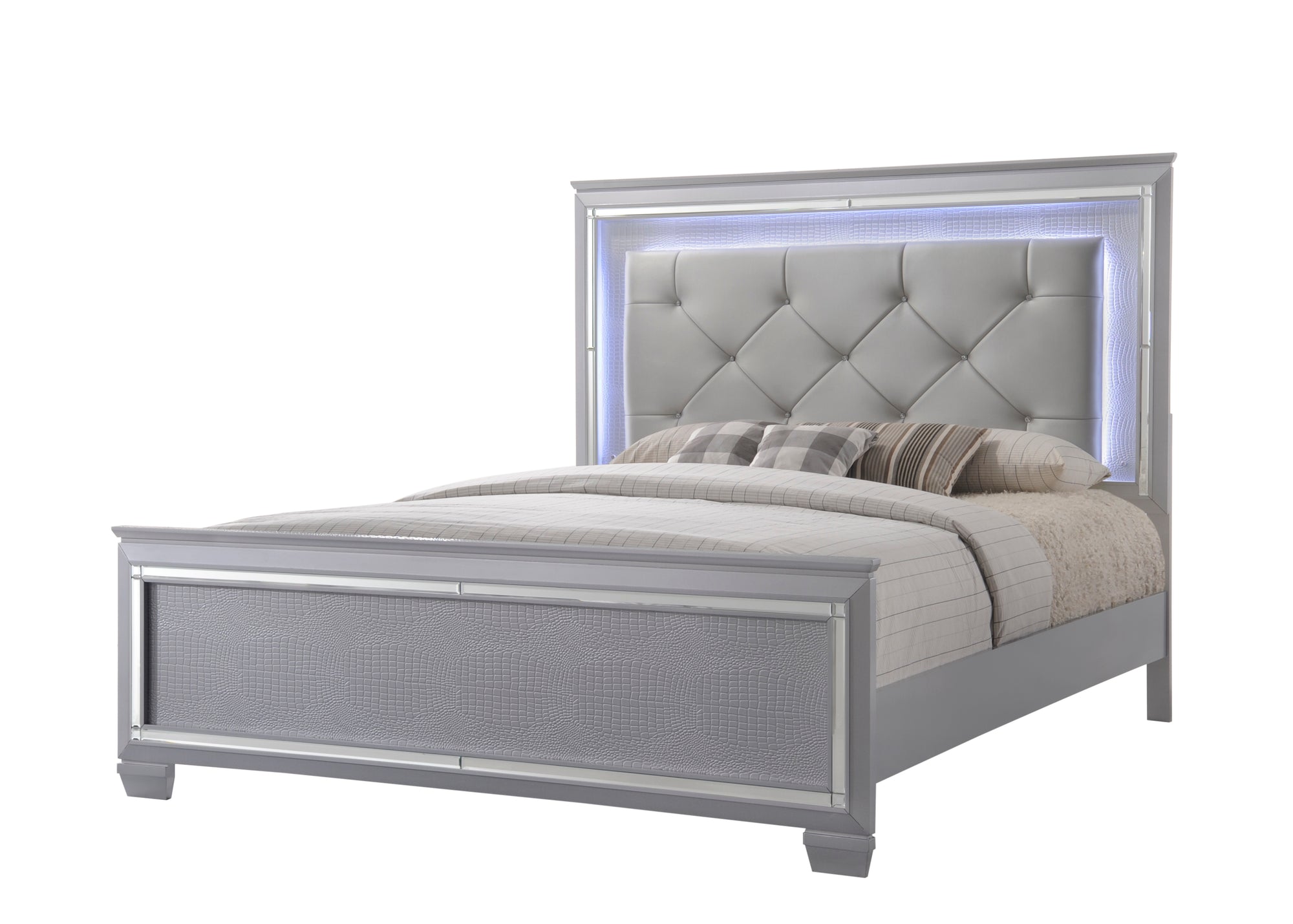 7PC LARA QUEEN BED SET - SILVER