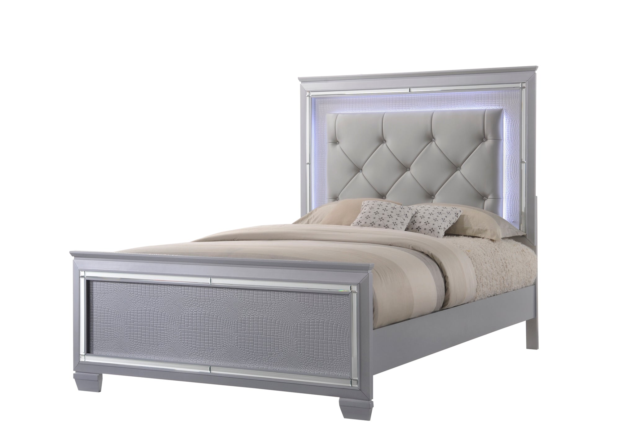 7PC LARA QUEEN BED SET - SILVER