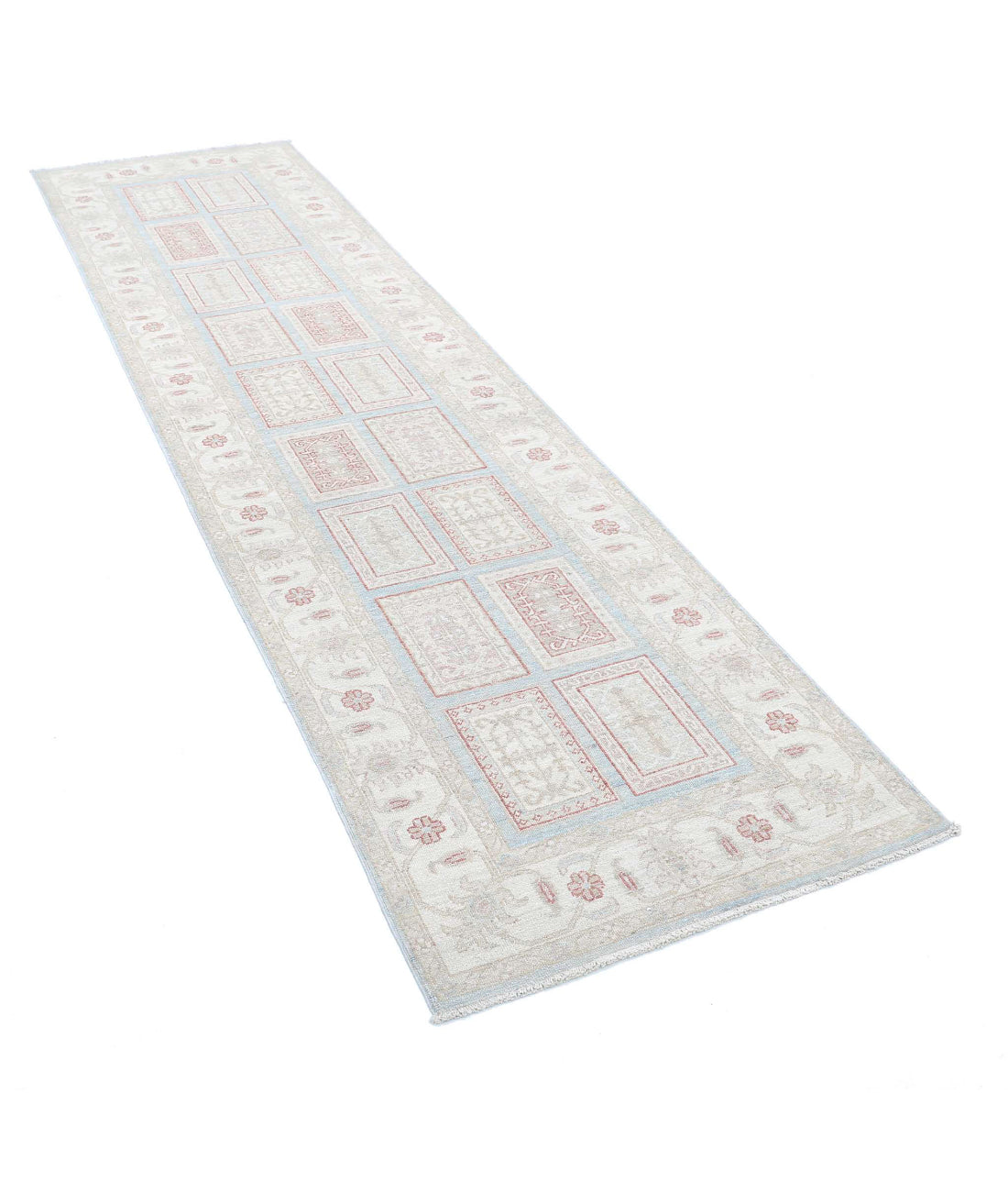 Hand Knotted Bakhtiari Wool Rug - 2'7'' x 9'7'' 2'7'' x 9'7'' (78 X 288) / Blue / Ivory