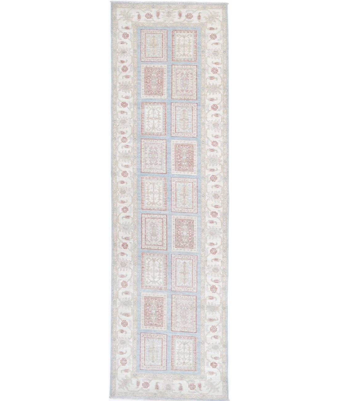 Hand Knotted Bakhtiari Wool Rug - 2&#39;8&#39;&#39; x 10&#39;2&#39;&#39; 2&#39;8&#39;&#39; x 10&#39;2&#39;&#39; (80 X 305) / Blue / Ivory