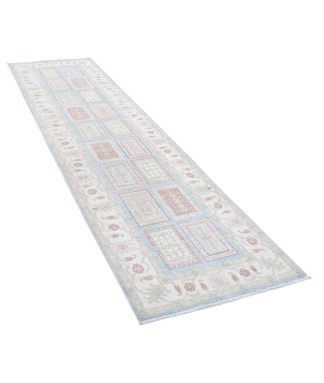 Hand Knotted Bakhtiari Wool Rug - 2'9'' x 10'3'' 2'9'' x 10'3'' (83 X 308) / Blue / Ivory