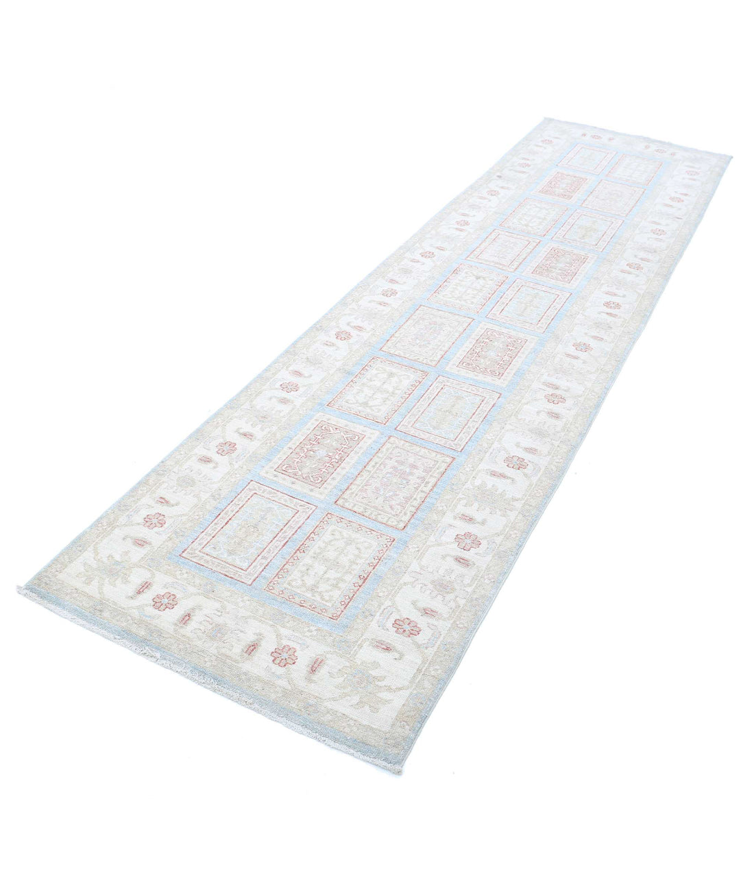 Hand Knotted Bakhtiari Wool Rug - 2'9'' x 10'3'' 2'9'' x 10'3'' (83 X 308) / Blue / Ivory