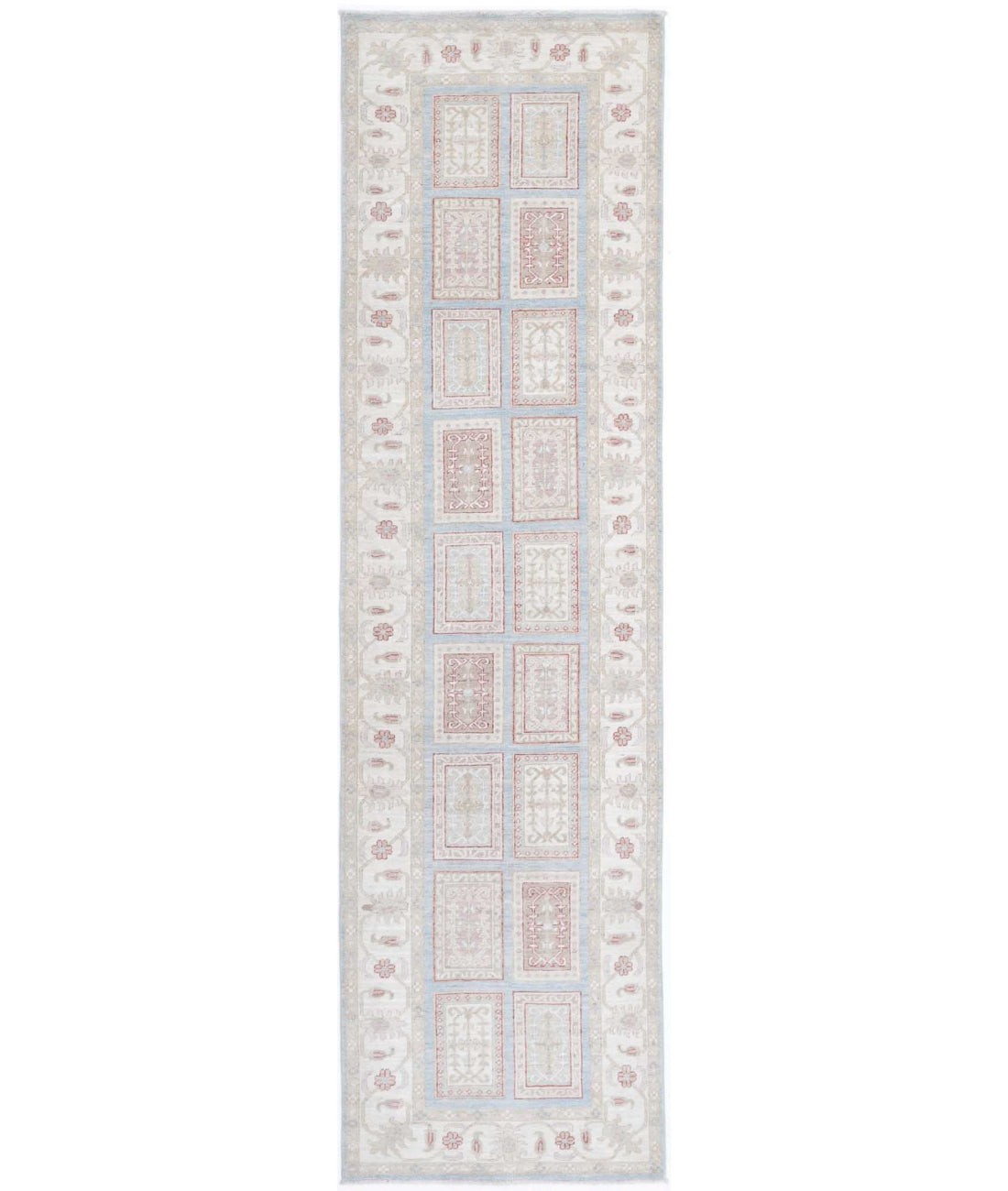 Hand Knotted Bakhtiari Wool Rug - 2&#39;9&#39;&#39; x 10&#39;3&#39;&#39; 2&#39;9&#39;&#39; x 10&#39;3&#39;&#39; (83 X 308) / Blue / Ivory