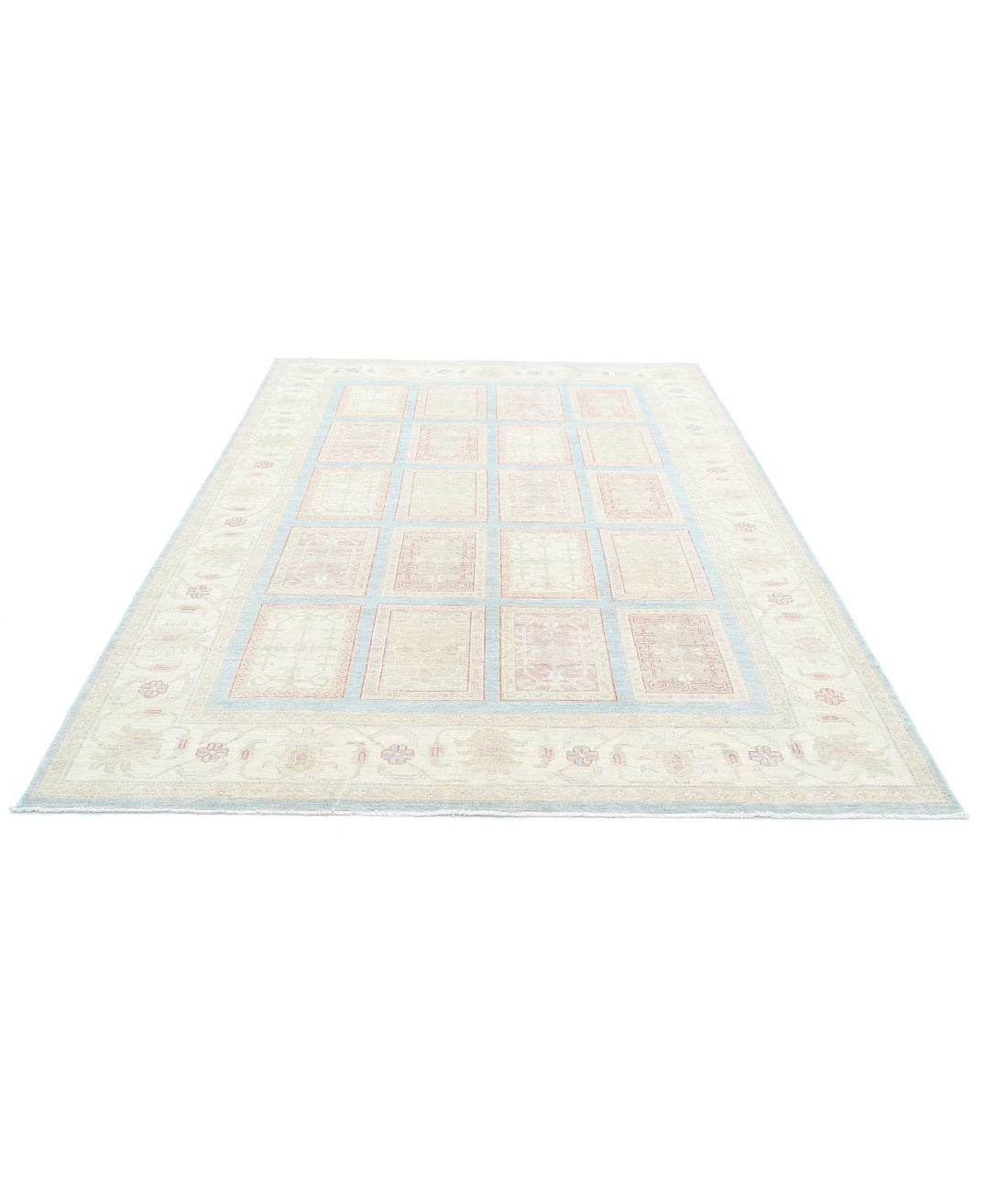 Hand Knotted Bakhtiari Wool Rug - 6'8'' x 9'10'' 6'8'' x 9'10'' (200 X 295) / Blue / Ivory