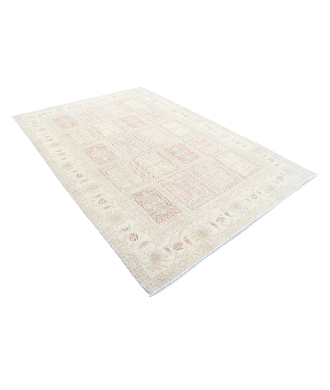 Hand Knotted Bakhtiari Wool Rug - 6'4'' x 9'3'' 6'4'' x 9'3'' (190 X 278) / Taupe / Ivory