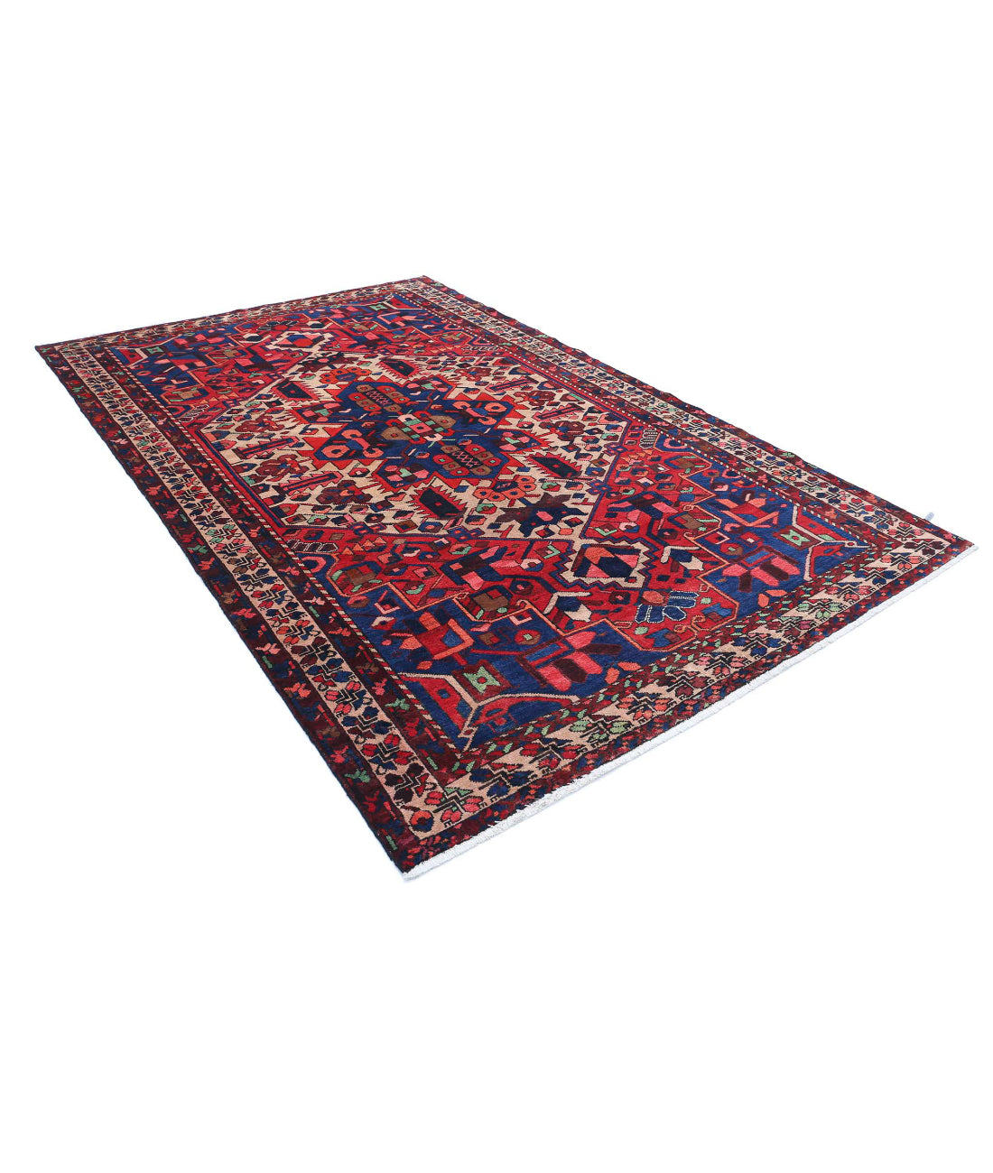 Hand Knotted Persian Bakhtiari Wool Rug - 6'7'' x 10'2'' 6'7'' x 10'2'' (198 X 305) / Red / Ivory