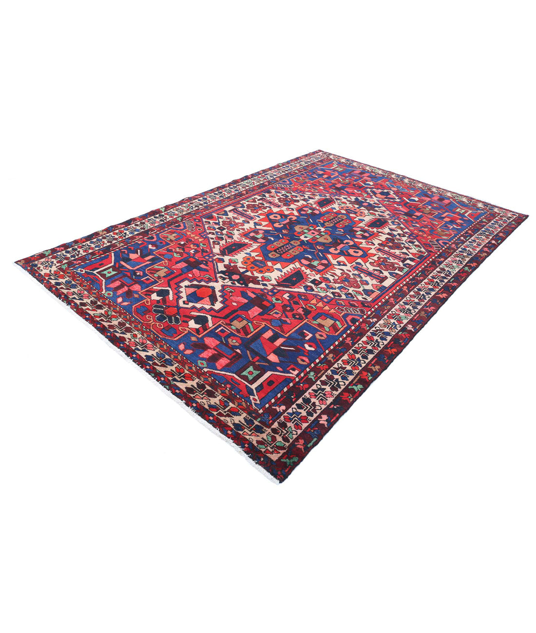 Hand Knotted Persian Bakhtiari Wool Rug - 6'7'' x 10'2'' 6'7'' x 10'2'' (198 X 305) / Red / Ivory