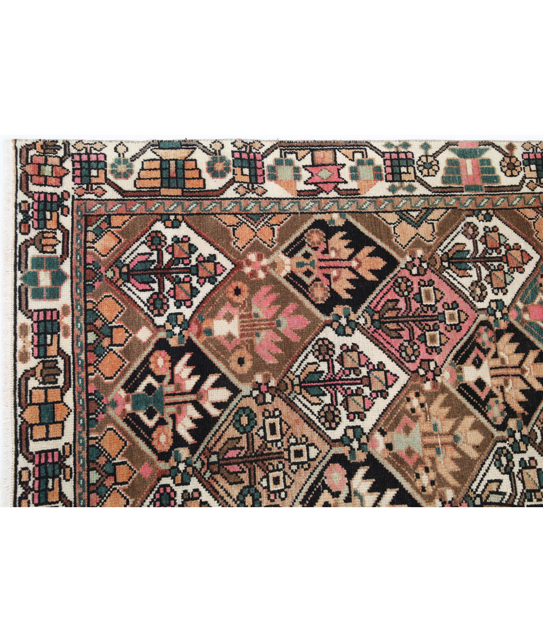 Hand Knotted Vintage Persian Bakhtiari Wool Rug - 6'7'' x 9'6'' 6'7'' x 9'6'' (198 X 285) / Brown / Ivory