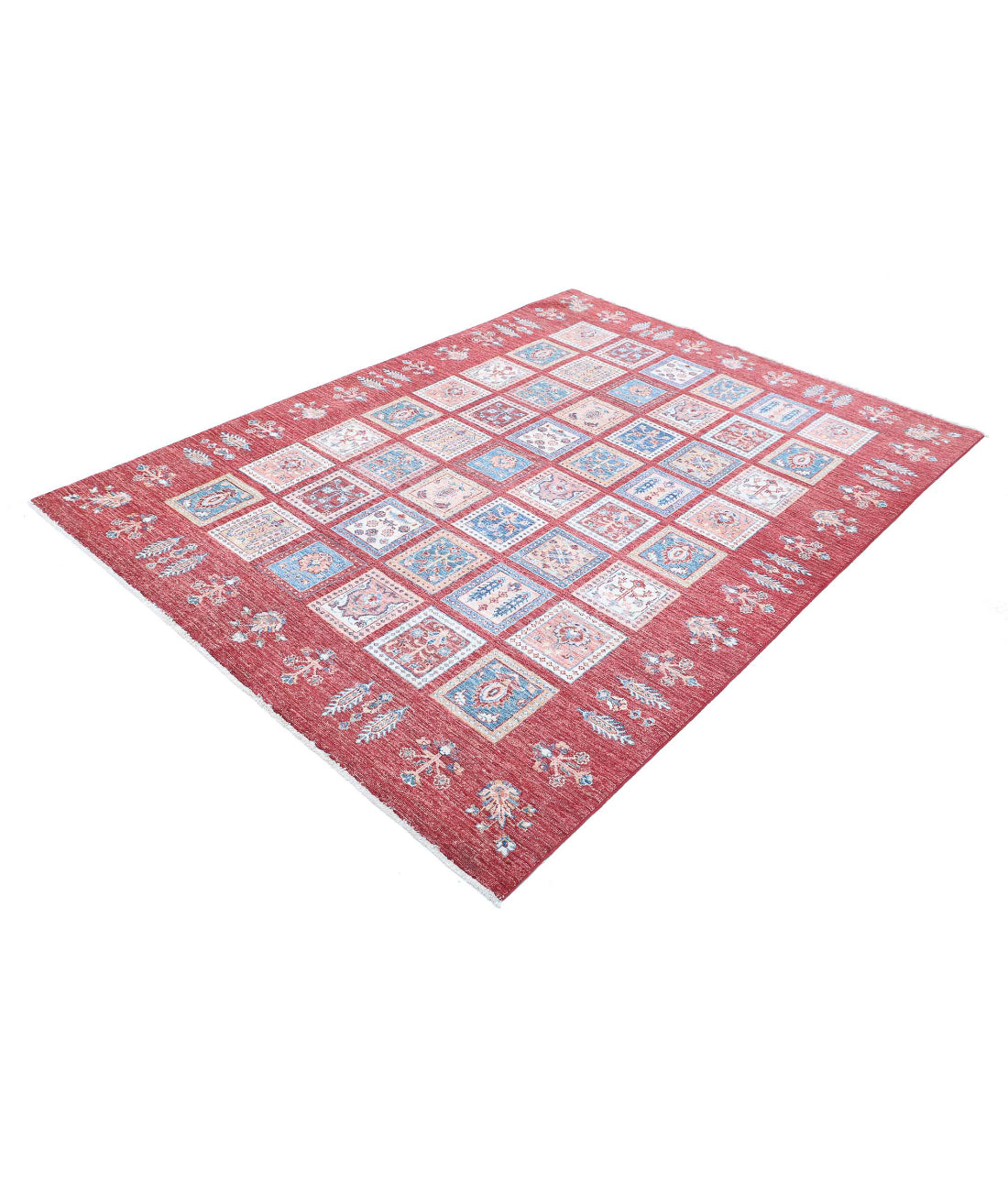 Hand Knotted Bakhtiari Wool Rug - 5'6'' x 7'6'' 5'6'' x 7'6'' (165 X 225) / Red / Red