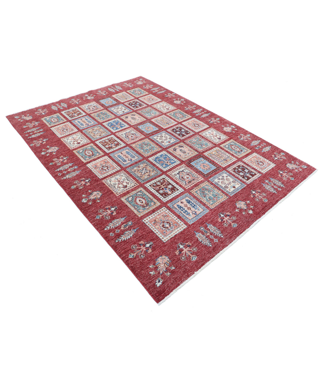 Hand Knotted Bakhtiari Wool Rug - 5'7'' x 7'8'' 5'7'' x 7'8'' (168 X 230) / Red / Red