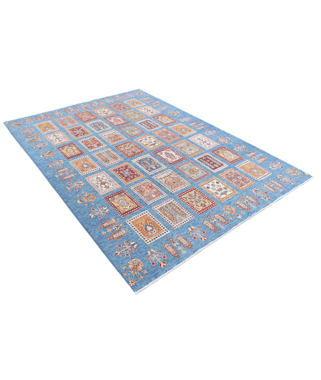 Hand Knotted Bakhtiari Wool Rug - 5'8'' x 7'8'' 5'8'' x 7'8'' (170 X 230) / Blue / Blue