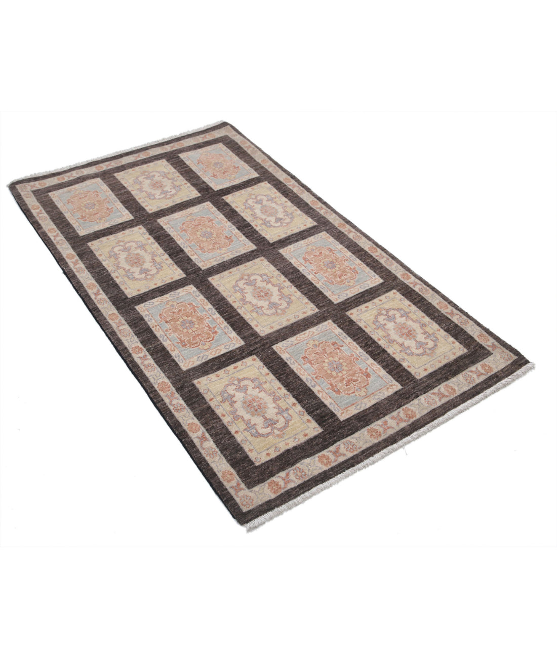 Hand Knotted Bakhtiari Wool Rug - 3'3'' x 5'1'' 3'3'' x 5'1'' (98 X 153) / Brown / Brown