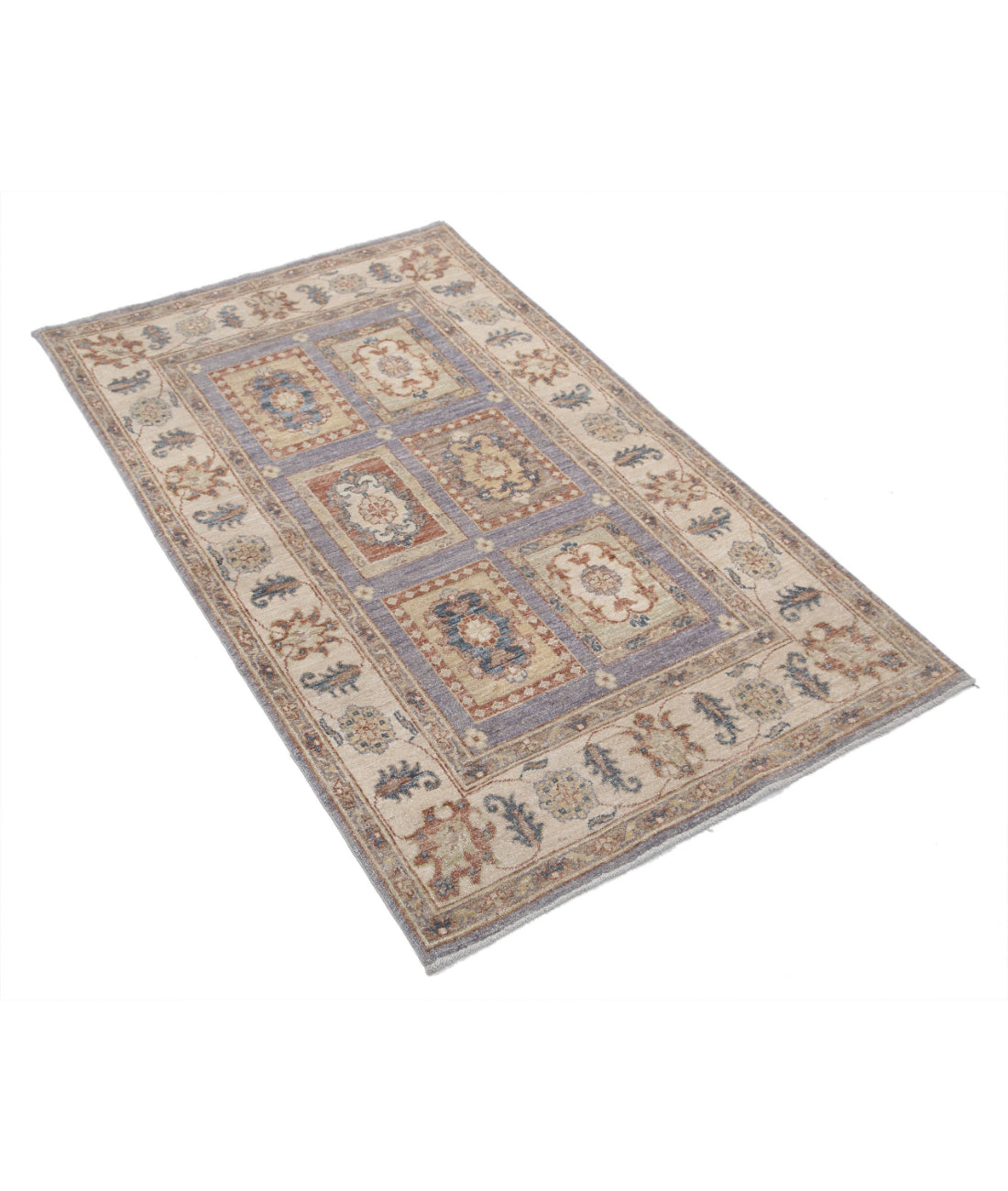 Hand Knotted Bakhtiari Wool Rug - 3'0'' x 5'0'' 3'0'' x 5'0'' (90 X 150) / Grey / Ivory