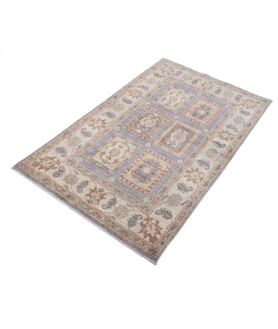 Hand Knotted Bakhtiari Wool Rug - 3'0'' x 5'0'' 3'0'' x 5'0'' (90 X 150) / Grey / Ivory