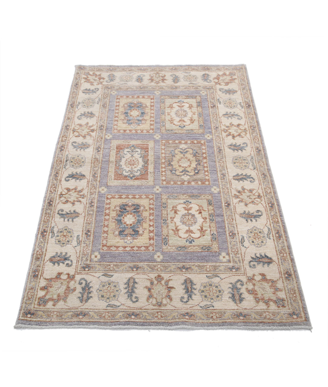 Hand Knotted Bakhtiari Wool Rug - 3'0'' x 5'0'' 3'0'' x 5'0'' (90 X 150) / Grey / Ivory