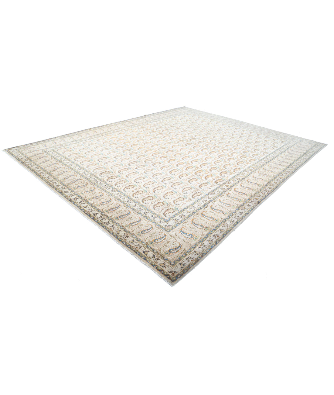 Hand Knotted Persian Mir Saraband Wool Rug - 10'6'' x 13'4'' 10'6'' x 13'4'' (315 X 400) / Ivory / Brown