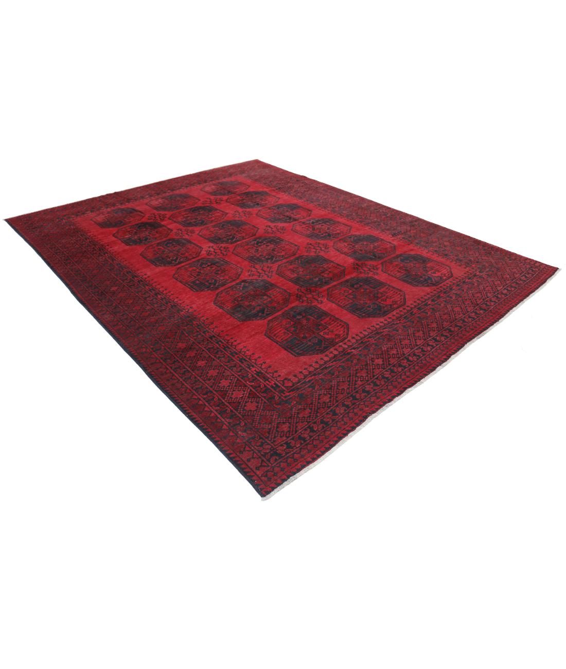 Hand Knotted Afghan Khal Muhammadi Wool Rug - 8'2'' x 10'11'' 8' 2" X 10' 11" (249 X 333) / Red / Black